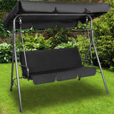 NNEDSZ Milano Outdoor Swing Bench Seat Chair Canopy Furniture 3 Seater Garden Hammock - Black