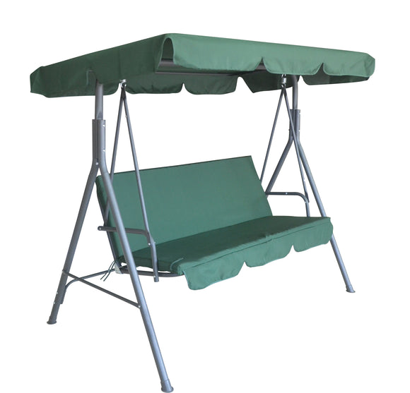 NNEDSZ Milano Outdoor Swing Bench Seat Chair Canopy Furniture 3 Seater Garden Hammock - Dark Green