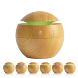 NNEDSZ Milano Ultrasonic USB Diffuser with 10 Aroma Oils Humidifier LED Light 130ml - Light Wood
