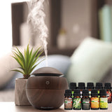 NNEDSZ Milano Ultrasonic USB Diffuser with 10 Aroma Oils Humidifier LED Light 130ml - Dark Wood