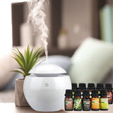 NNEDSZ Milano Ultrasonic USB Diffuser with 10 Aroma Oils Humidifier LED Light 130ml - White
