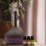 NNEDSZ Milano Supreme Ultrasonic 400ml Aromatherapy Humidifier Diffuser LED with 3 Oils - Dark Wood
