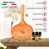 NNEDSZ Milano Supreme Ultrasonic 400ml Aromatherapy Humidifier Diffuser LED with 3 Oils - Light Wood