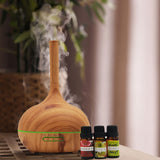 NNEDSZ Milano Supreme Ultrasonic 400ml Aromatherapy Humidifier Diffuser LED with 3 Oils - Light Wood