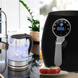 NNEDSZ 5 Litre Air Fryer Black And 1.7 Litre Kettle Blue LED Kitchen Package Deal Set