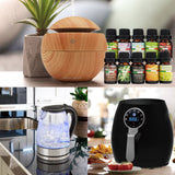 NNEDSZ 5 Litre Air Fryer Black + 1.7 Litre Kettle + USB Light Wood Diffuser Package Set