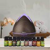 NNEDSZ Purespa Diffuser Set With 10 Pack Diffuser Oils Humidifier Aromatherapy - Dark Wood