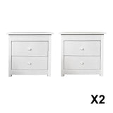 NNEDSZ Milano Decor Bedside Table Byron Bay White Storage Cabinet Bedroom - Two Pack - White