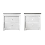 NNEDSZ Milano Decor Bedside Table Byron Bay White Storage Cabinet Bedroom - Two Pack - White