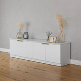 NNEDSZ BUCHAREST TV UNIT- WHITE - FLUTED - PULL BRASS