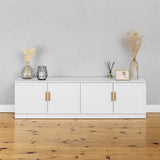 NNEDSZ BUCHAREST TV UNIT- WHITE - HAMPTONS - OVAL BRASS