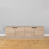 NNEDSZ BUCHAREST TV UNIT- NATURAL OAK - FLUTED - PULL BLACK