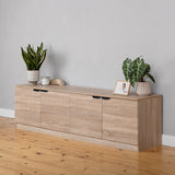 NNEDSZ BUCHAREST TV UNIT- NATURAL OAK - FLUTED - PULL BLACK
