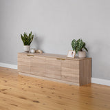 NNEDSZ BUCHAREST TV UNIT- NATURAL OAK - FLUTED - PULL BRASS