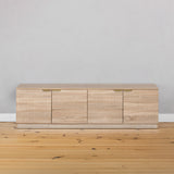 NNEDSZ BUCHAREST TV UNIT- NATURAL OAK - FLUTED - PULL BRASS