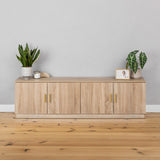 NNEDSZ BUCHAREST TV UNIT- NATURAL OAK - SLIM - OVAL BRASS