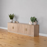 NNEDSZ BUCHAREST TV UNIT- NATURAL OAK - SLIM - OVAL BRASS