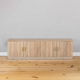 NNEDSZ BUCHAREST TV UNIT- NATURAL OAK - SLIM - OVAL BRASS
