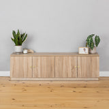 NNEDSZ BUCHAREST TV UNIT- NATURAL OAK - SLIM - ROUND BRASS