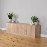 NNEDSZ BUCHAREST TV UNIT- NATURAL OAK - SLIM - ROUND BRASS