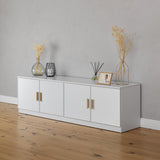 NNEDSZ BUCHAREST TV UNIT- WHITE - SLIM - OVAL BRASS