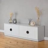 NNEDSZ BUCHAREST TV UNIT- WHITE - VJ PANEL - HALF MOON BLACK
