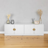 NNEDSZ BUCHAREST TV UNIT- WHITE - VJ PANEL - HALF MOON BRASS