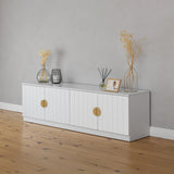 NNEDSZ BUCHAREST TV UNIT- WHITE - VJ PANEL - HALF MOON BRASS