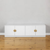 NNEDSZ BUCHAREST TV UNIT- WHITE - VJ PANEL - HALF MOON BRASS