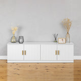 NNEDSZ BUCHAREST TV UNIT- WHITE - VJ PANEL - OVAL BRASS