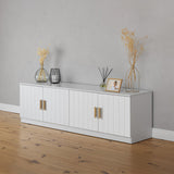 NNEDSZ BUCHAREST TV UNIT- WHITE - VJ PANEL - OVAL BRASS