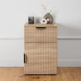 NNEDSZ PORTO BEDSIDE TABLE - NATURAL OAK - FLUTED - PULL BLACK