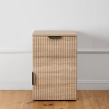 NNEDSZ PORTO BEDSIDE TABLE - NATURAL OAK - FLUTED - PULL BLACK