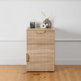 NNEDSZ PORTO BEDSIDE TABLE - NATURAL OAK - FLUTED - PULL BRASS