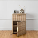 NNEDSZ PORTO BEDSIDE TABLE - NATURAL OAK - FLUTED - PULL BRASS