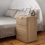 NNEDSZ PORTO BEDSIDE TABLE - NATURAL OAK - FLUTED - PULL BRASS