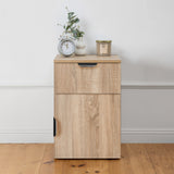 NNEDSZ PORTO BEDSIDE TABLE - NATURAL OAK - SLIM - PULL BLACK