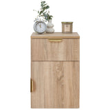 NNEDSZ PORTO BEDSIDE TABLE - NATURAL OAK - SLIM - PULL BRASS