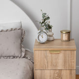 NNEDSZ PORTO BEDSIDE TABLE - NATURAL OAK - SLIM - PULL BRASS