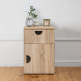 NNEDSZ PORTO BEDSIDE TABLE - NATURAL OAK - SLIM - HALF MOON BLACK