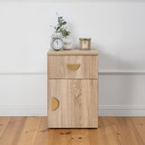 NNEDSZ PORTO BEDSIDE TABLE - NATURAL OAK - SLIM - HALF MOON BRASS