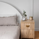 NNEDSZ PORTO BEDSIDE TABLE - NATURAL OAK - SLIM - HALF MOON BRASS
