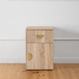 NNEDSZ PORTO BEDSIDE TABLE - NATURAL OAK - SLIM - HALF MOON BRASS
