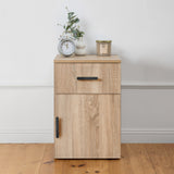 NNEDSZ PORTO BEDSIDE TABLE - NATURAL OAK - SLIM - OVAL BLACK