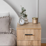 NNEDSZ PORTO BEDSIDE TABLE - NATURAL OAK - SLIM - OVAL BLACK