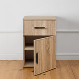NNEDSZ PORTO BEDSIDE TABLE - NATURAL OAK - SLIM - OVAL BLACK
