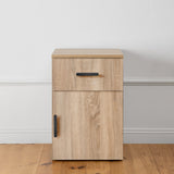 NNEDSZ PORTO BEDSIDE TABLE - NATURAL OAK - SLIM - OVAL BLACK