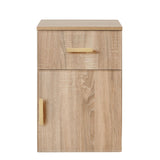 NNEDSZ PORTO BEDSIDE TABLE - NATURAL OAK - SLIM - OVAL BRASS