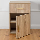 NNEDSZ PORTO BEDSIDE TABLE - NATURAL OAK - SLIM - OVAL BRASS