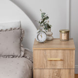 NNEDSZ PORTO BEDSIDE TABLE - NATURAL OAK - SLIM - OVAL BRASS